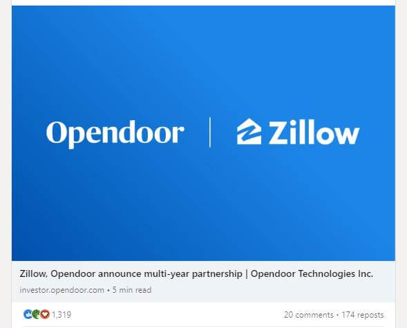Zillow opendoor linkedin post