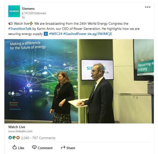 Siemens LinkedIn Live post