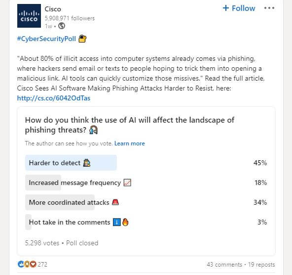 Cisco LinkedIn poll post