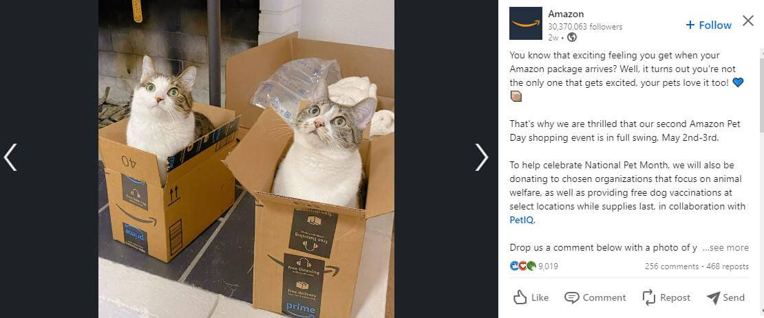 LinkedIn post from Amazon