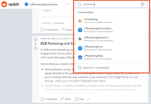 reddit marketing thread