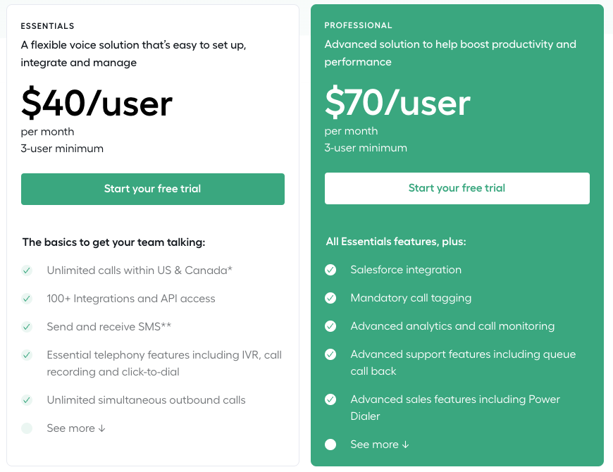 Aircall pricing