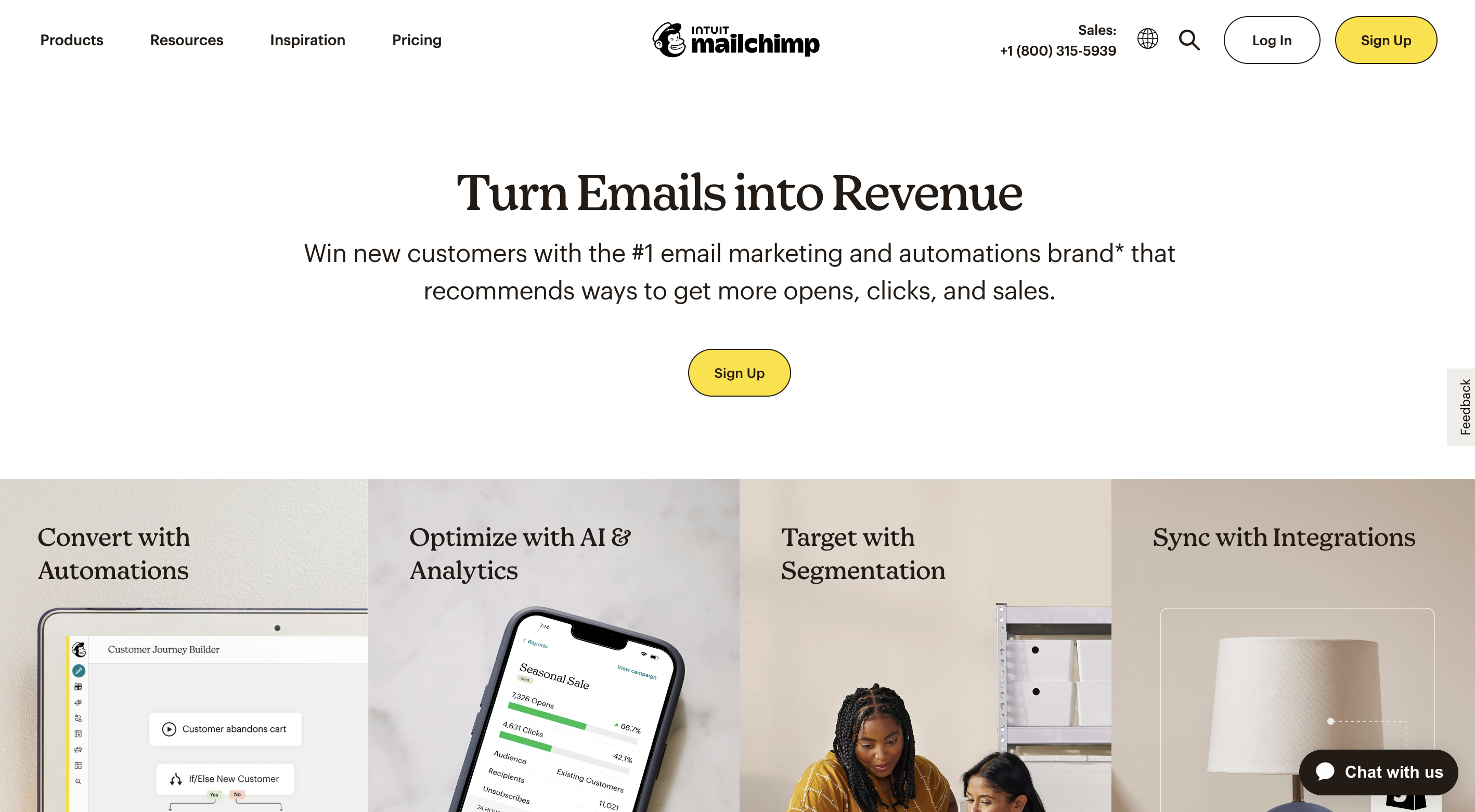 Mailchimp homepage