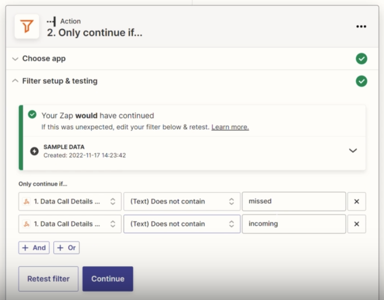 Zapier filter
