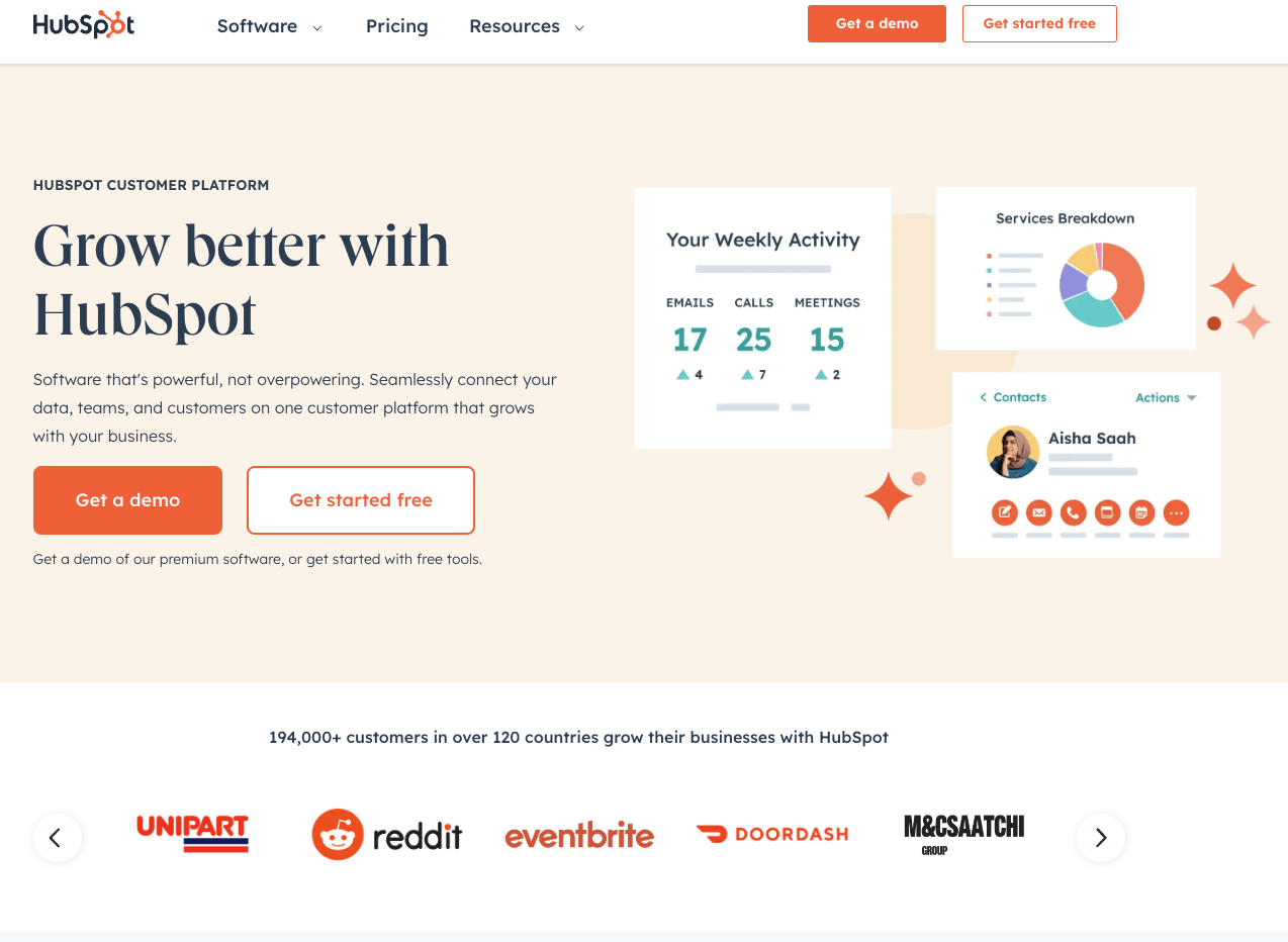 HubSpot homepage