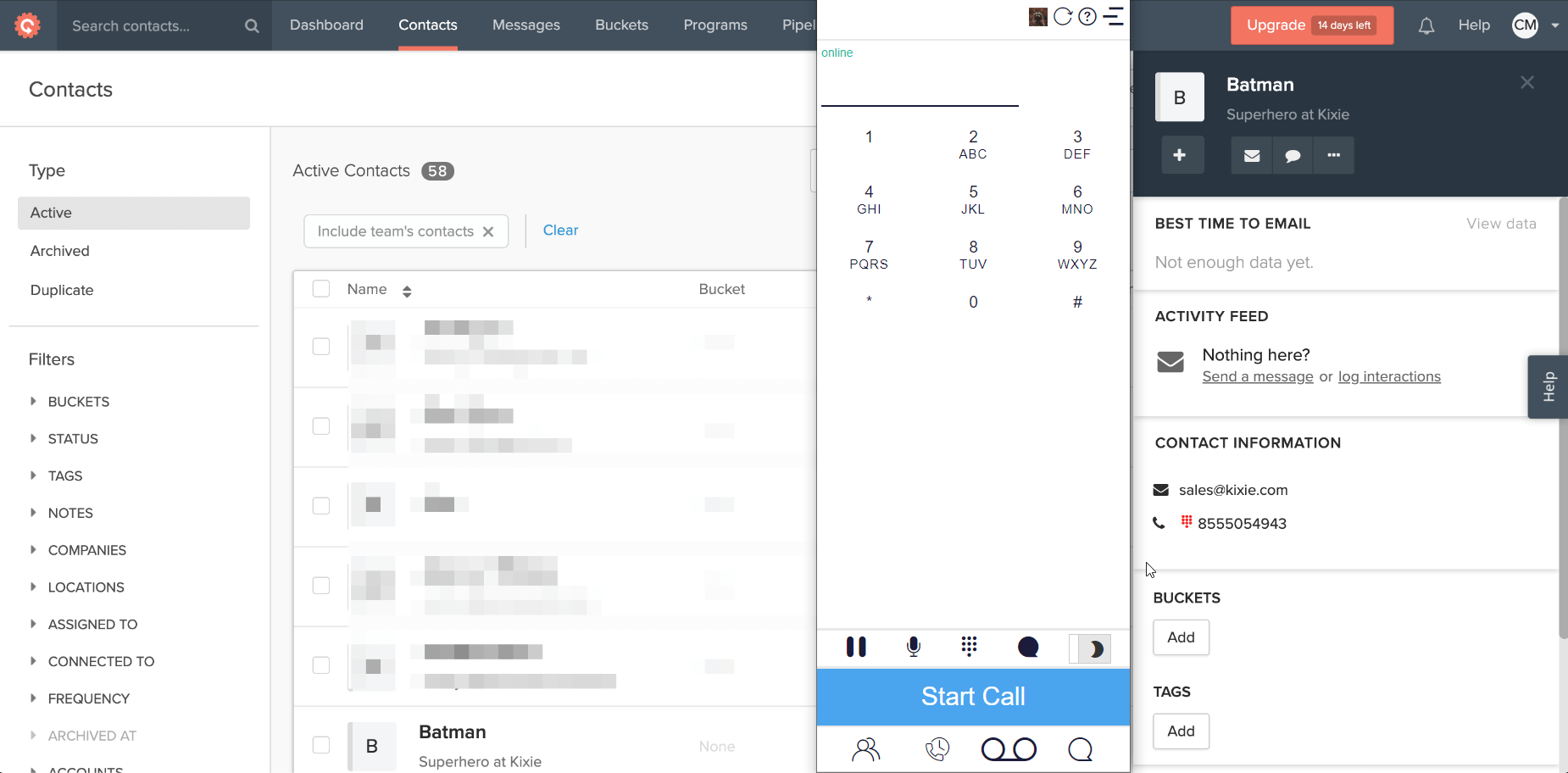 List-View Dialing in Contactually | Telephones for business