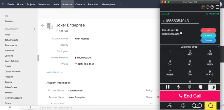 Kixie + Zoho 3