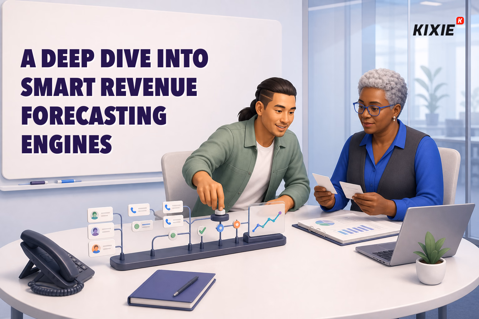 Kixie branded header illustration for A Deep Dive into Smart Revenue Forecasting Engines