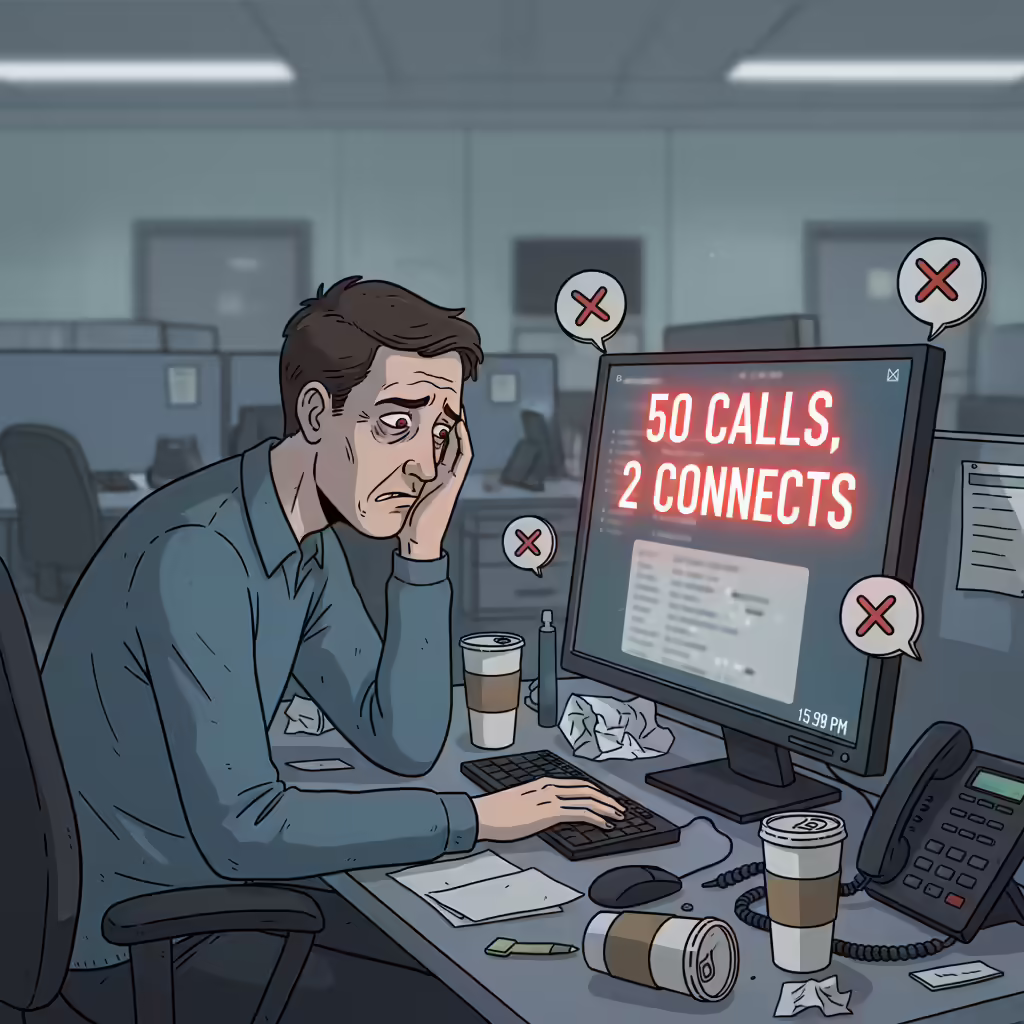 50 calls 2 connects - showing the challenge of low connection rates