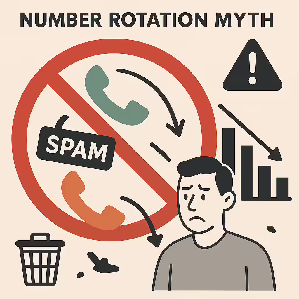 Number Rotation Myth - Illustration showing why number rotation is counterproductive and damages reputation