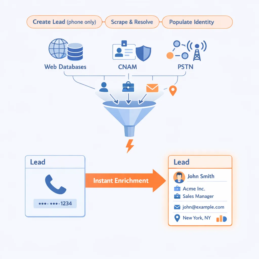 Data Augmentation via Scraping Web Databases and CNAM for Salesforce Leads