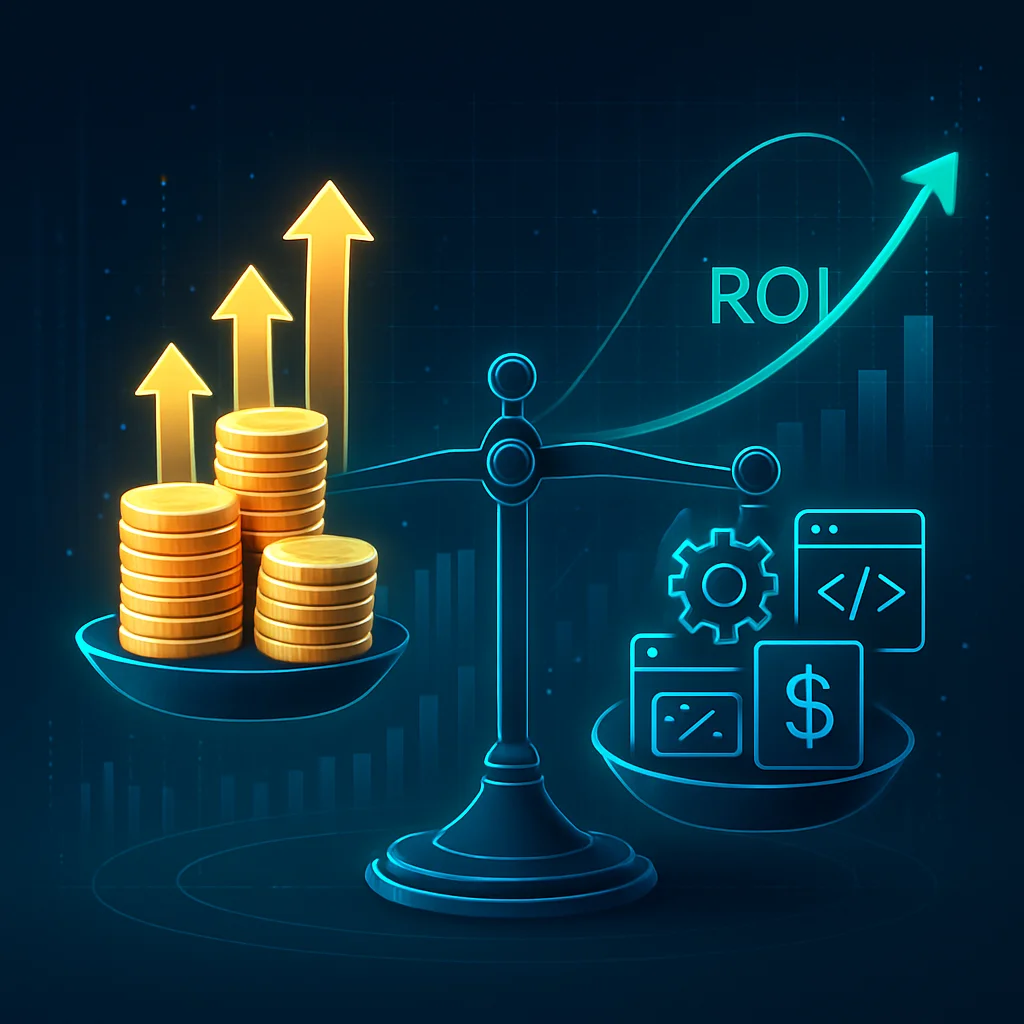 Visual metaphor for calculating return on investment for AI sales dashboard software