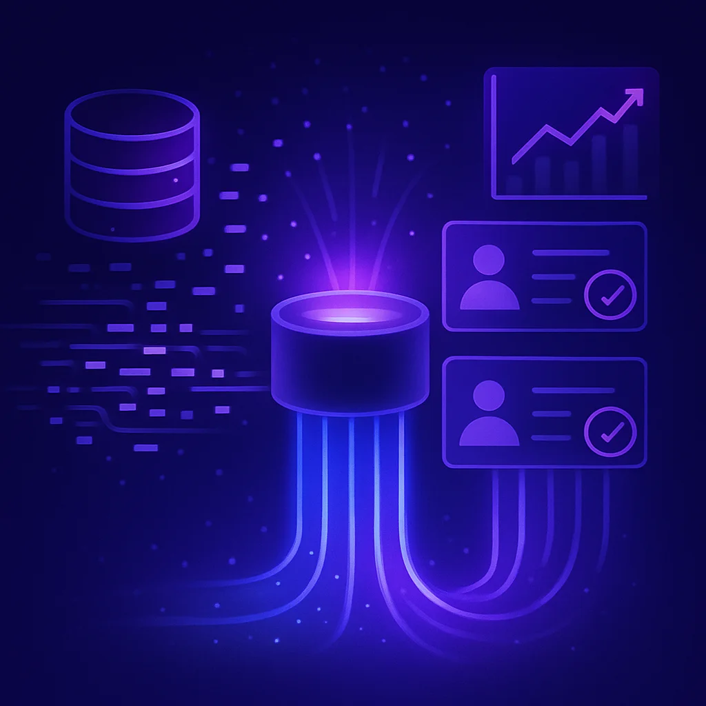 Visual metaphor representing improving data quality to maximize connect rates with data filtering visualization