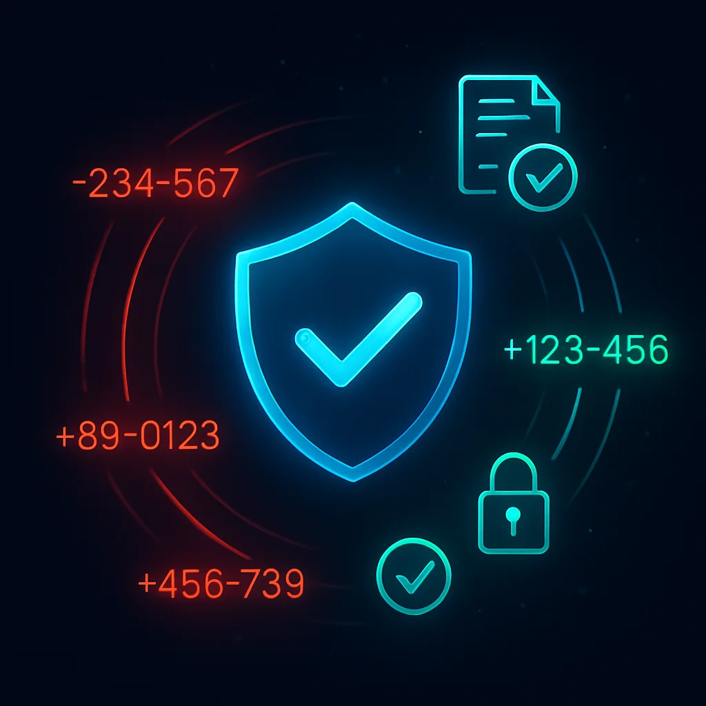 Visual metaphor representing spam flag mitigation and STIR SHAKEN compliance with verification shields