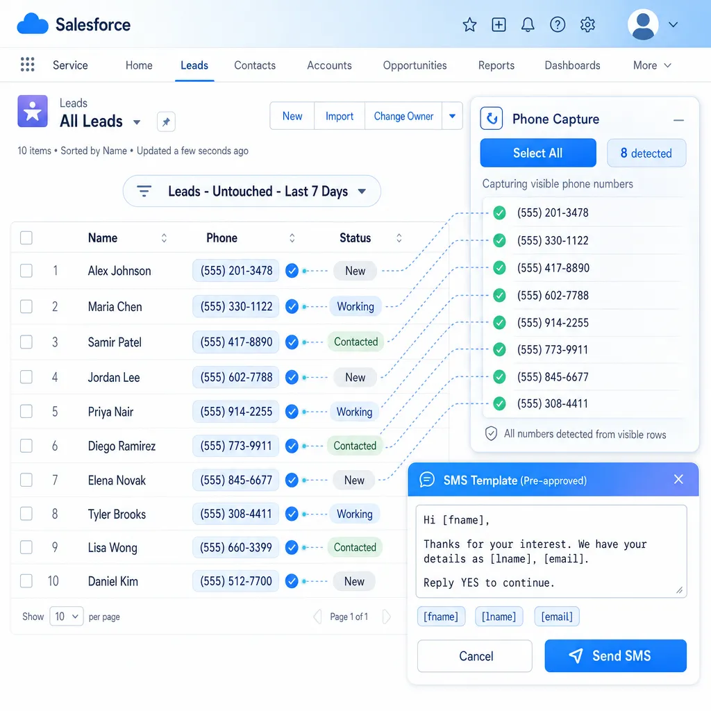  Executing Bulk Personalized SMS from a Salesforce List View