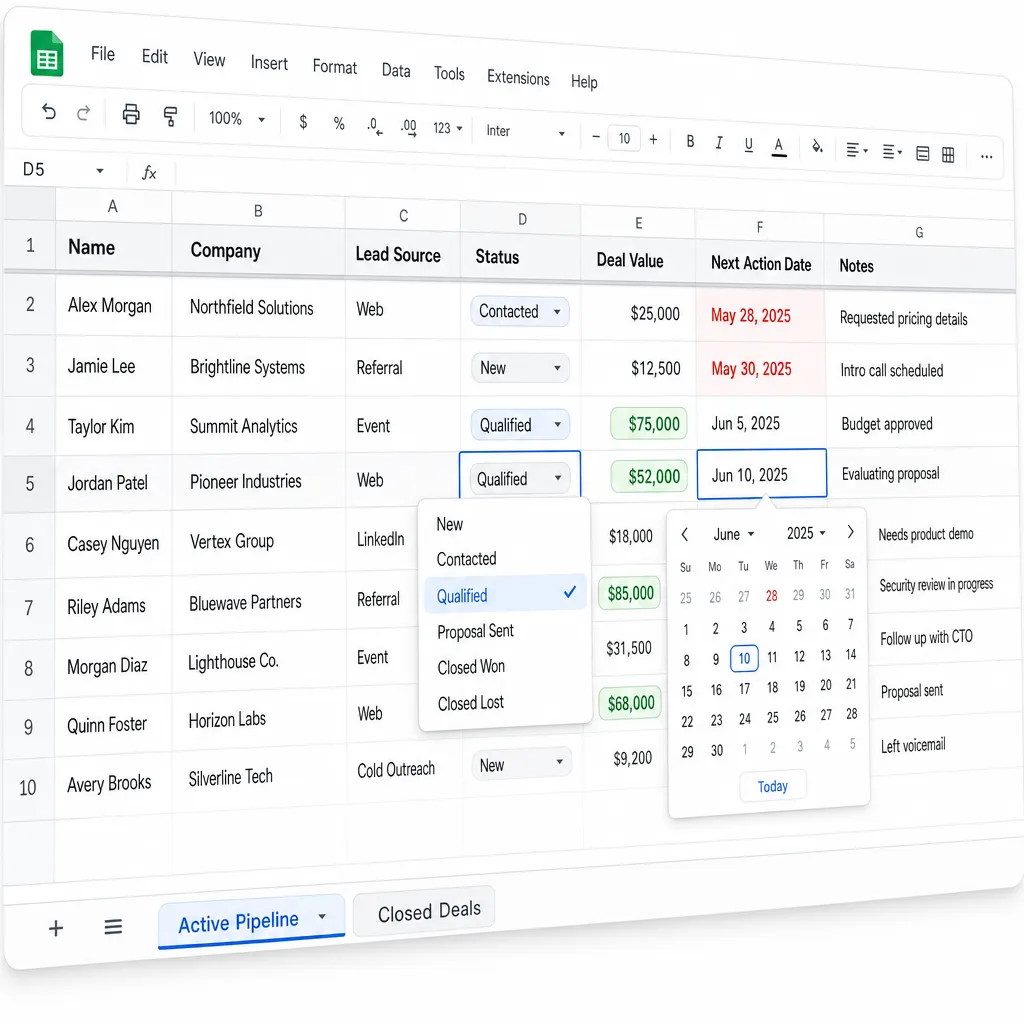 How to Set Up a Sales Pipeline in Google Sheets