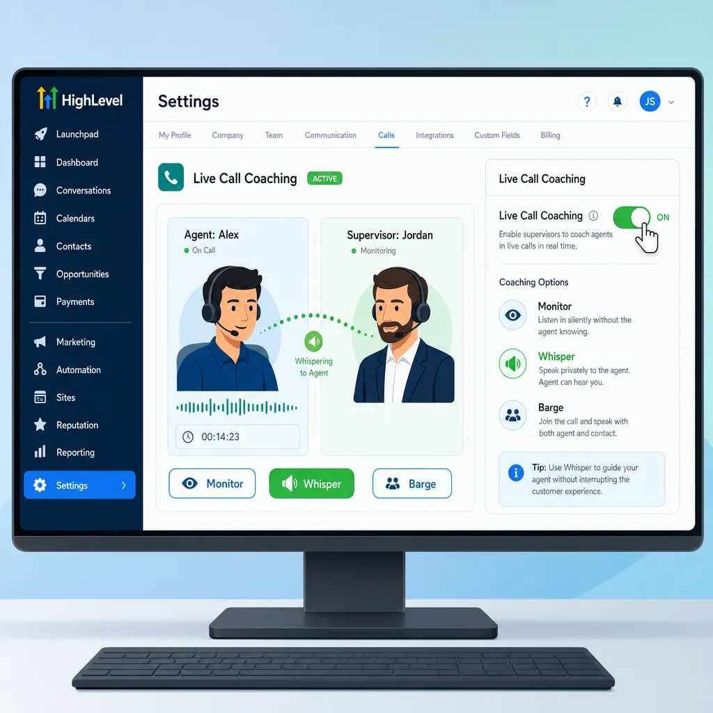 
            
                
                
            
            Implementation Guide for Enabling Live Call Coaching in GoHighLevel
        