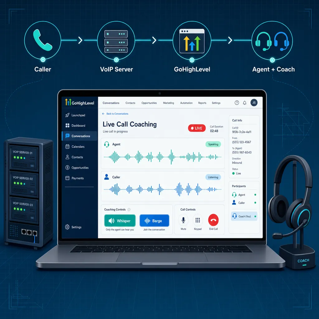 
            
                
            
            Technical Architecture for Enabling Live Call Coaching in GoHighLevel
        