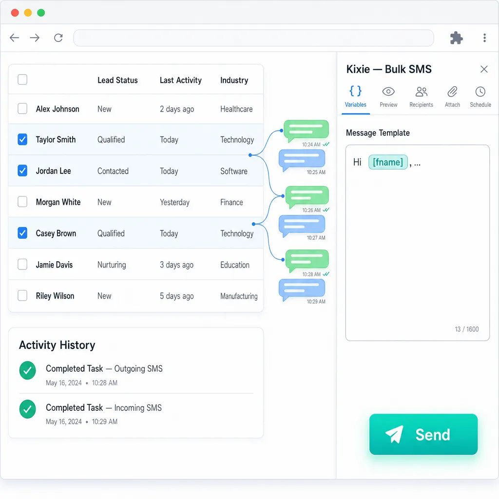  The Kixie Integration for Salesforce List View Bulk SMS