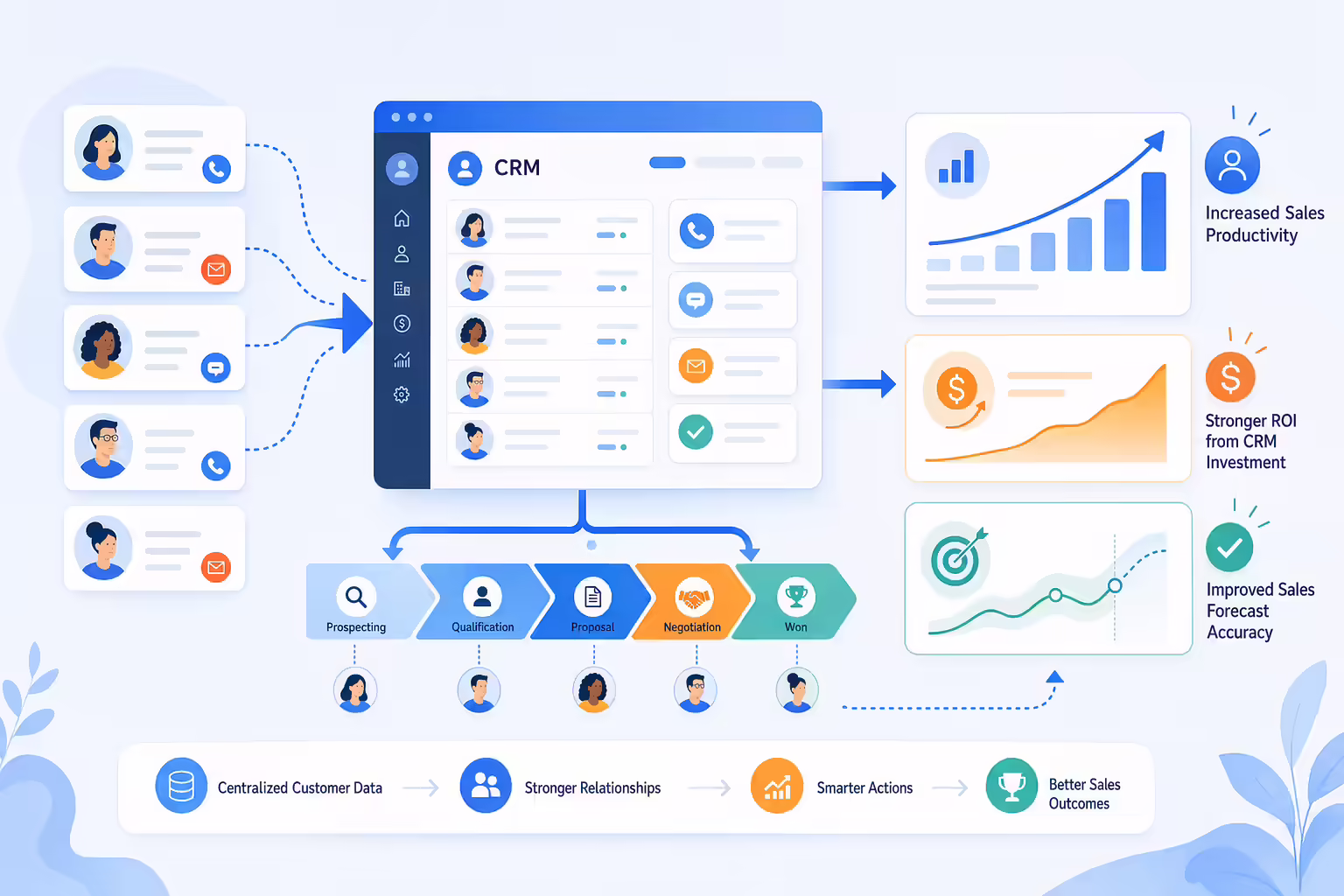 CRM sales productivity data flowing through a connected pipeline