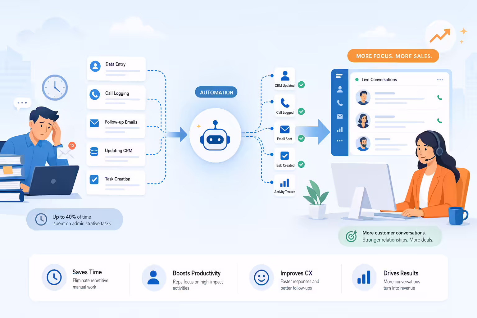 Contact center automation improving sales team productivity