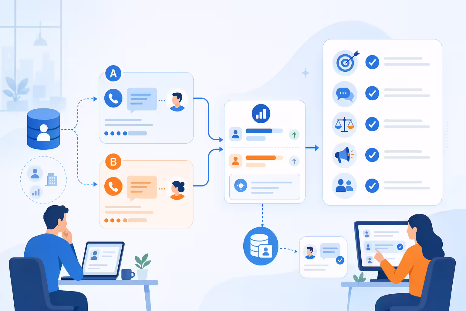 A/B sales script tests turning into clear outreach insights