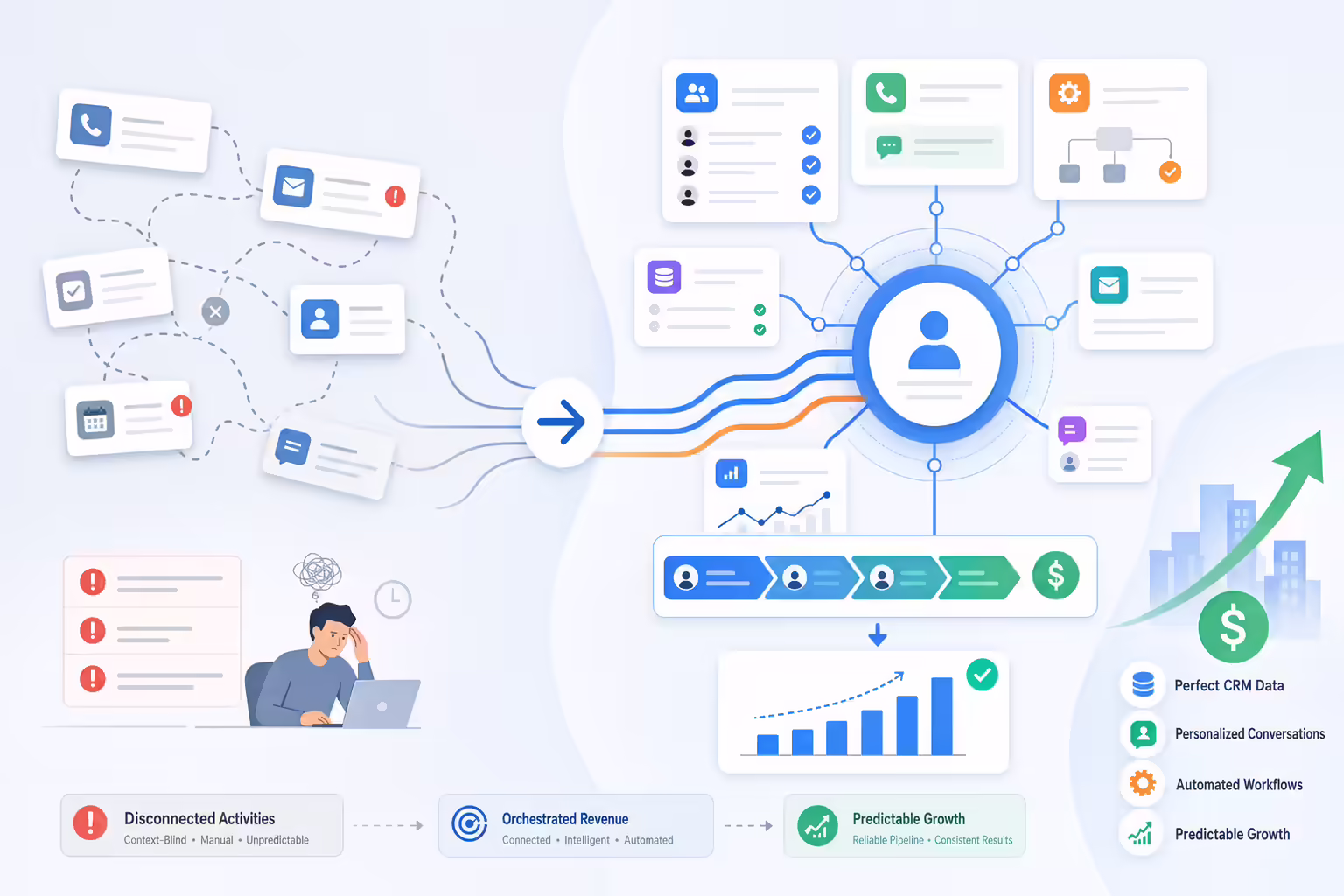 Disconnected sales activities becoming an orchestrated revenue workflow