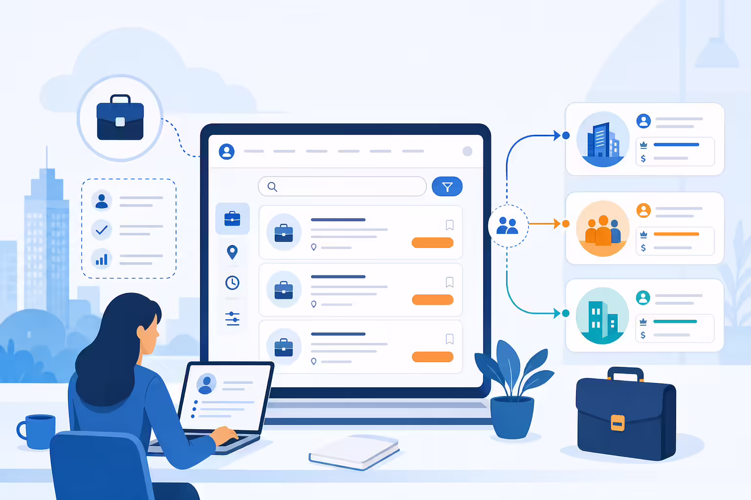 Account manager job search workflow with customer account opportunities