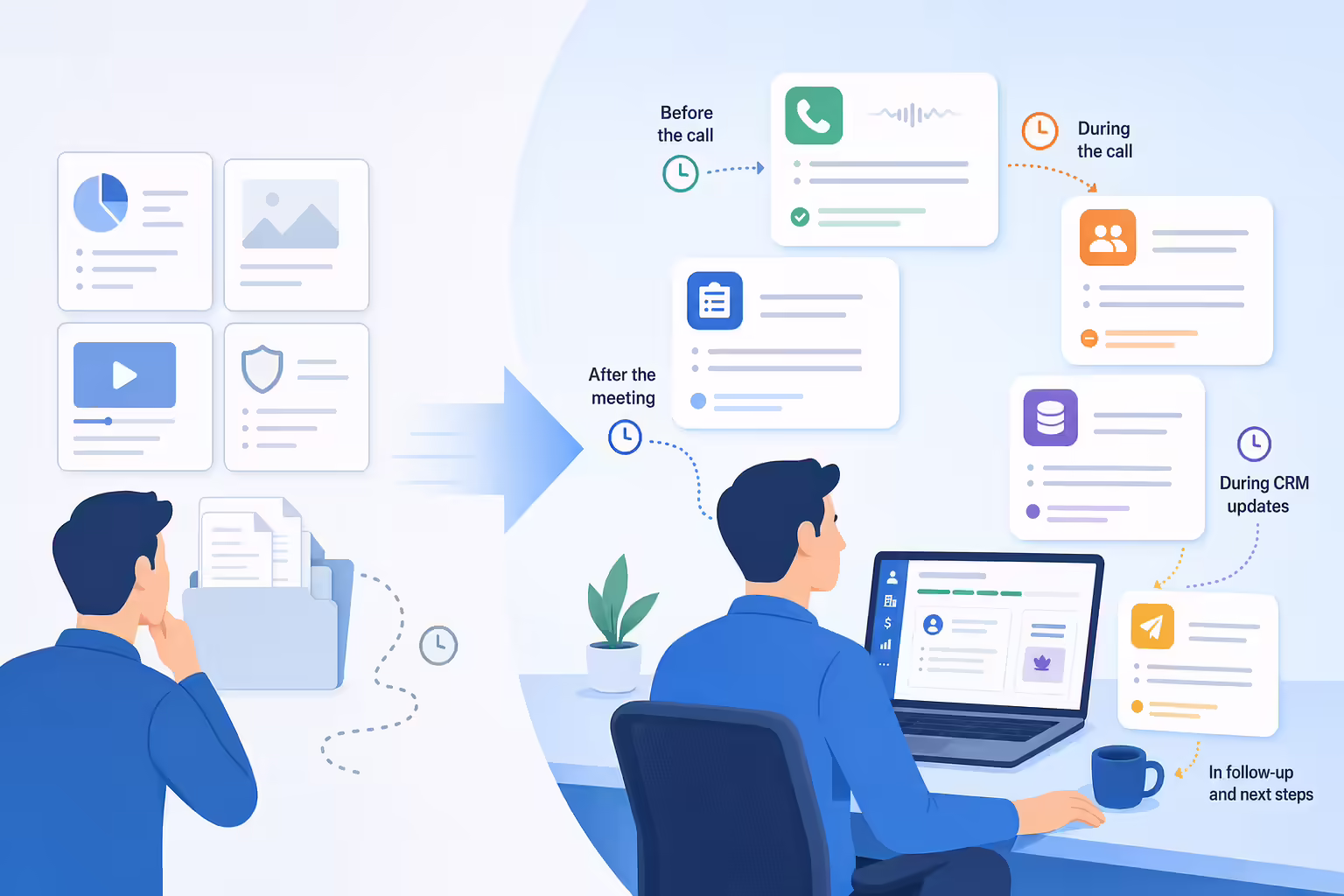 Content library assets transforming into real-time sales workflow guidance
