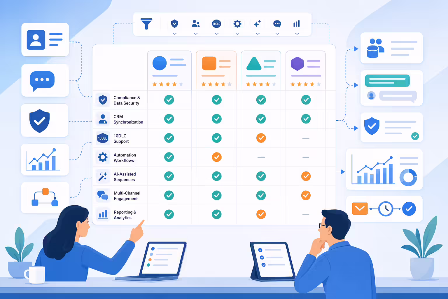 Evaluation workflow for AI SMS tools and CRM compliance