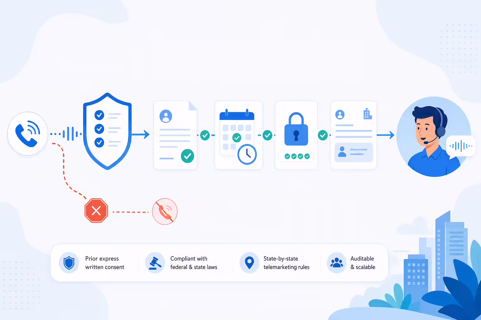 Compliant AI voice sales workflow with consent checks