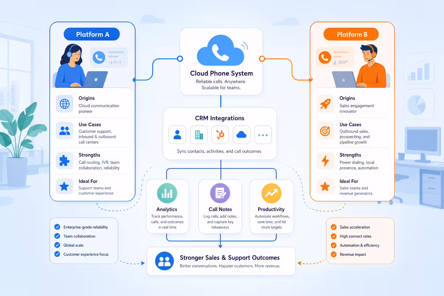 Overview of cloud phone and sales dialer platform workflows