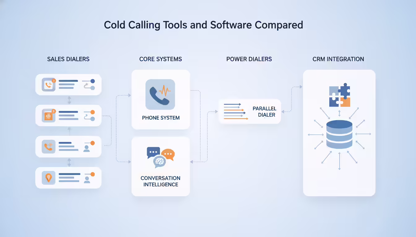 Comparison workspace for cold calling software categories and CRM integrations