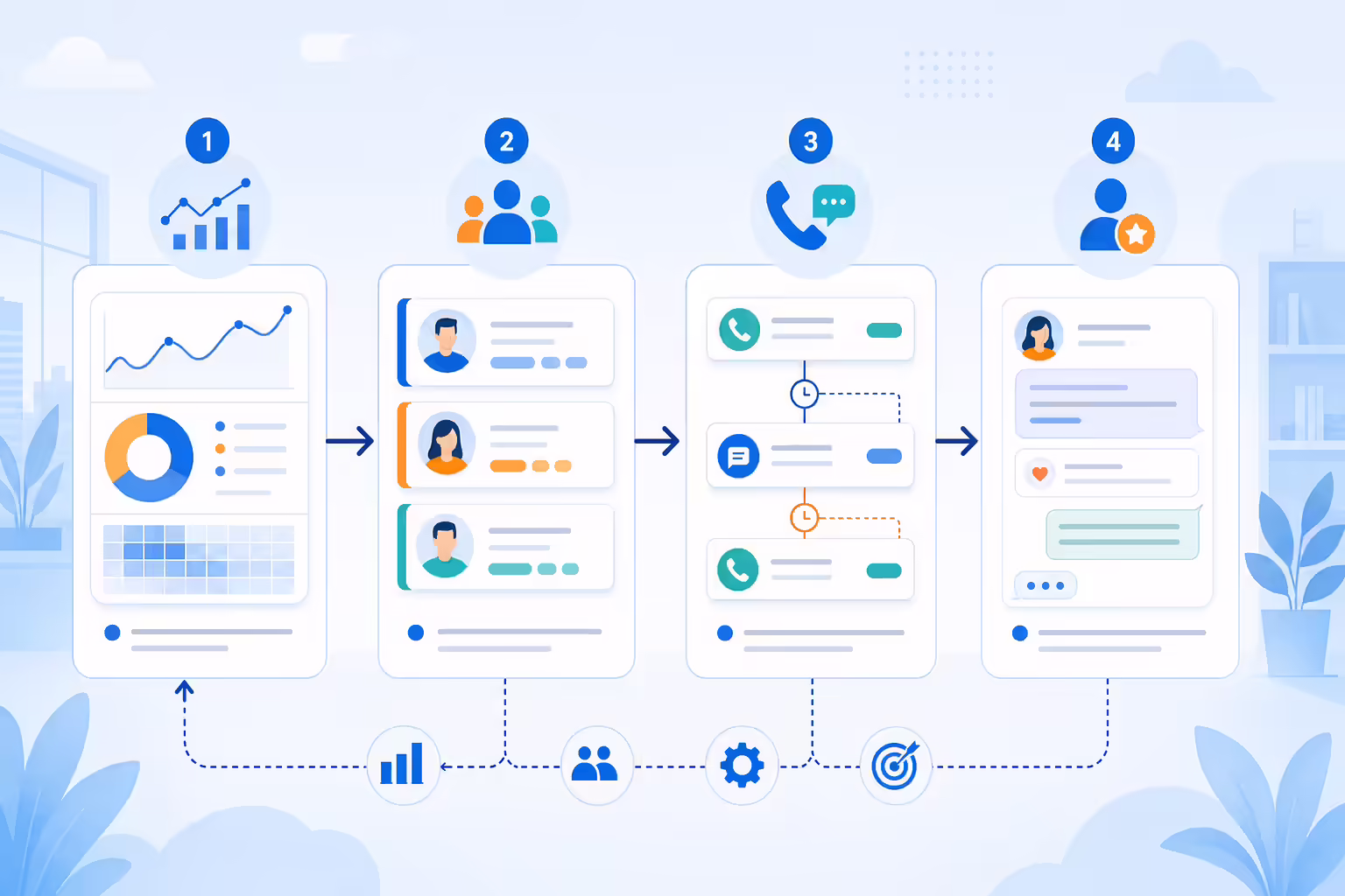 Illustration of steps for building an optimized sales cadence