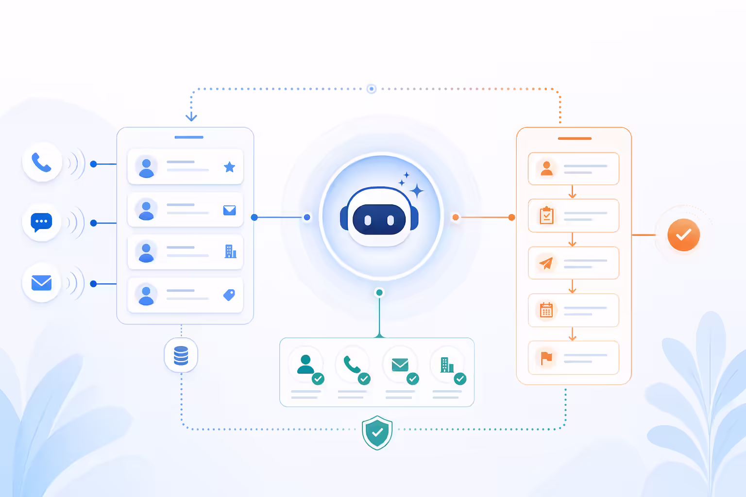 AI CRM workflow connected to sales activity data