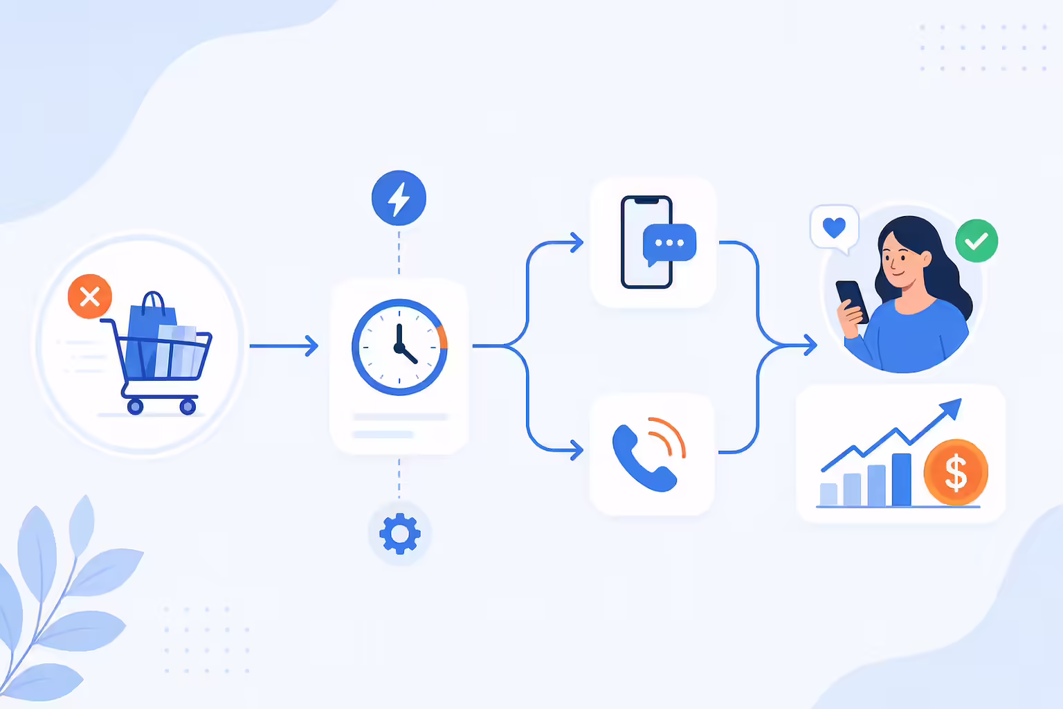 Abandoned cart automation triggering SMS and call follow-up