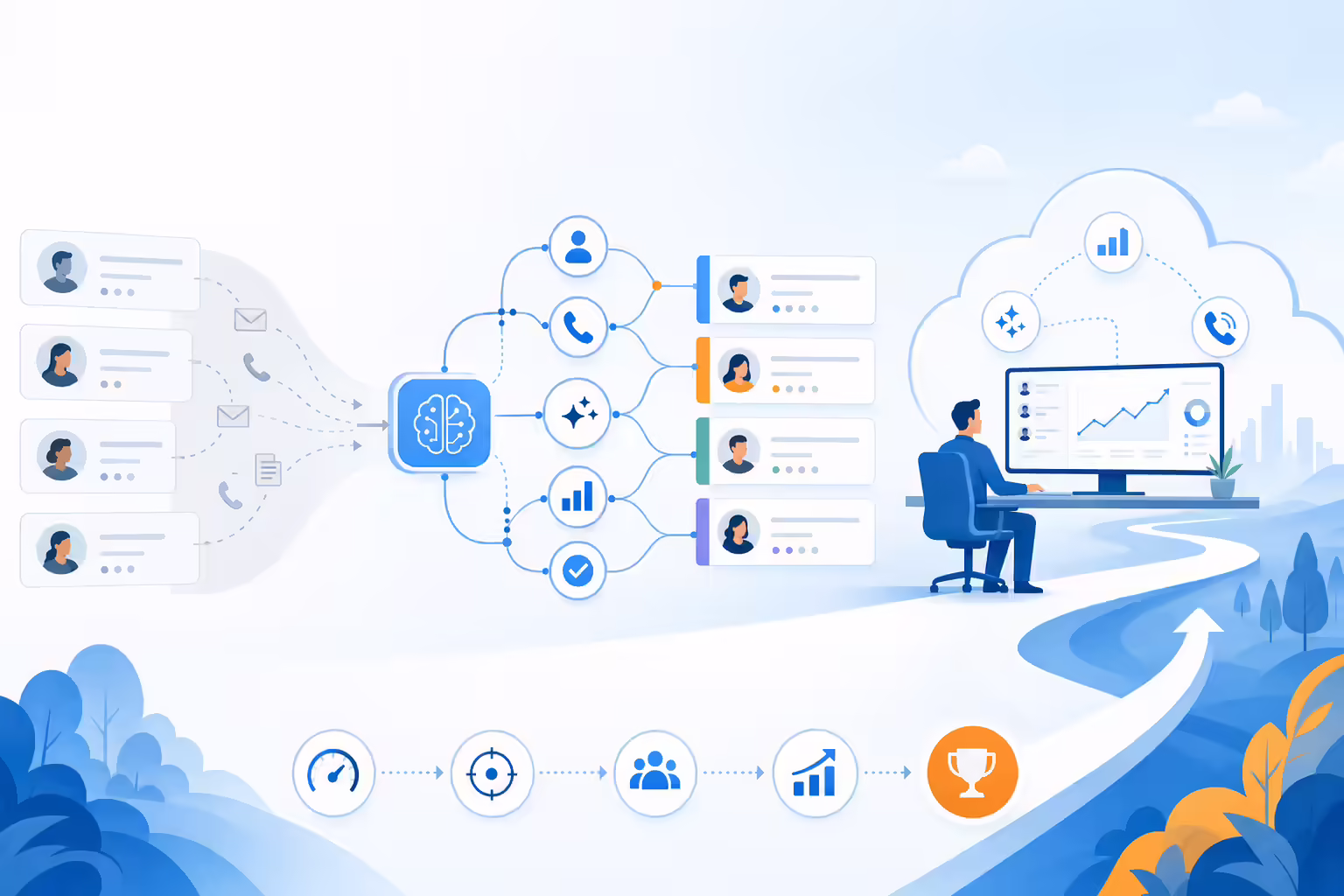 Automated sales pipeline with AI and CRM workflow connections