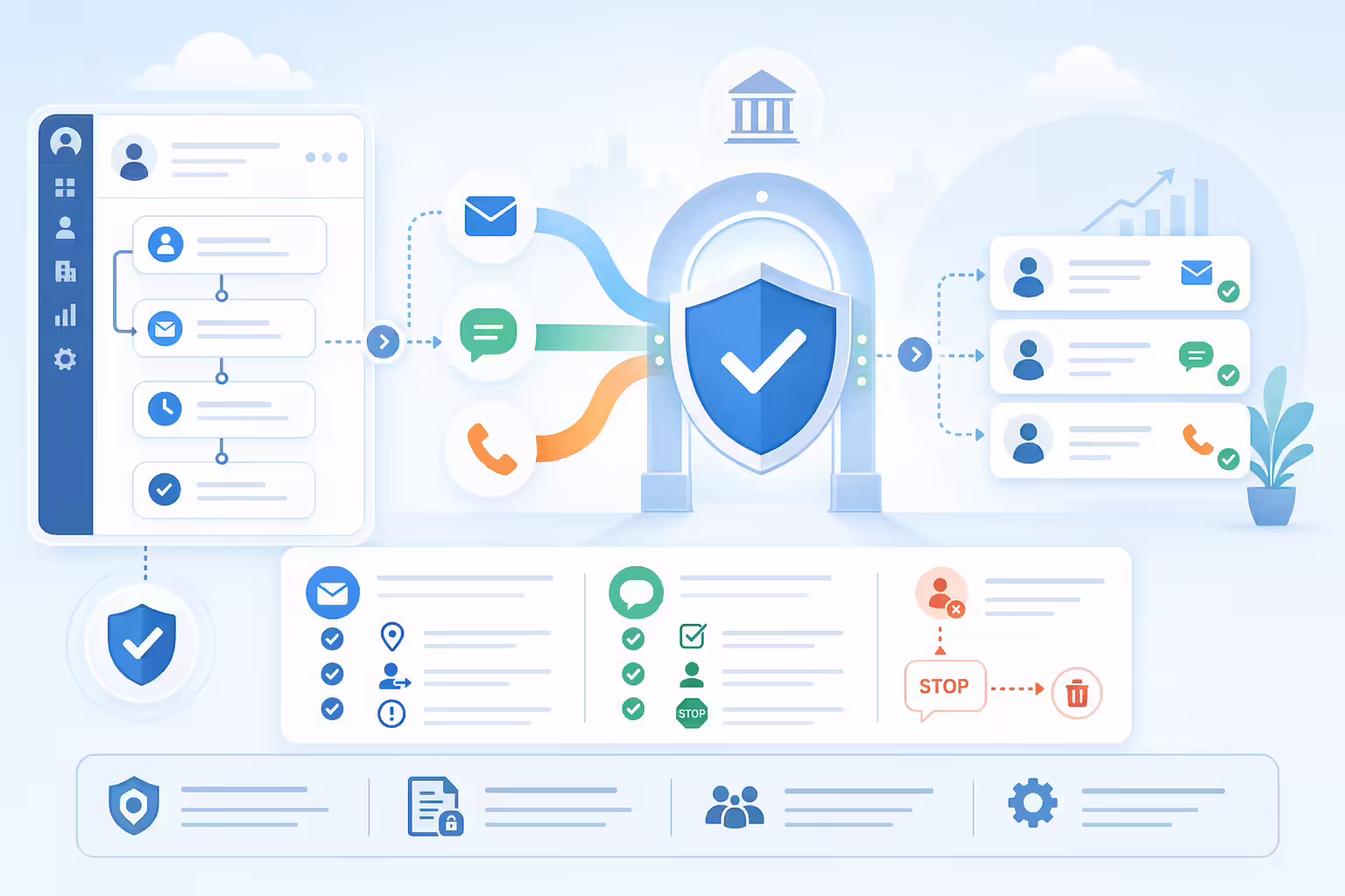 Automated lead follow-up workflow passing through compliance checks