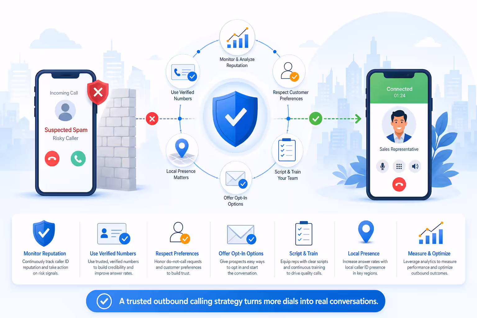 Trusted outbound calling system with verification and analytics