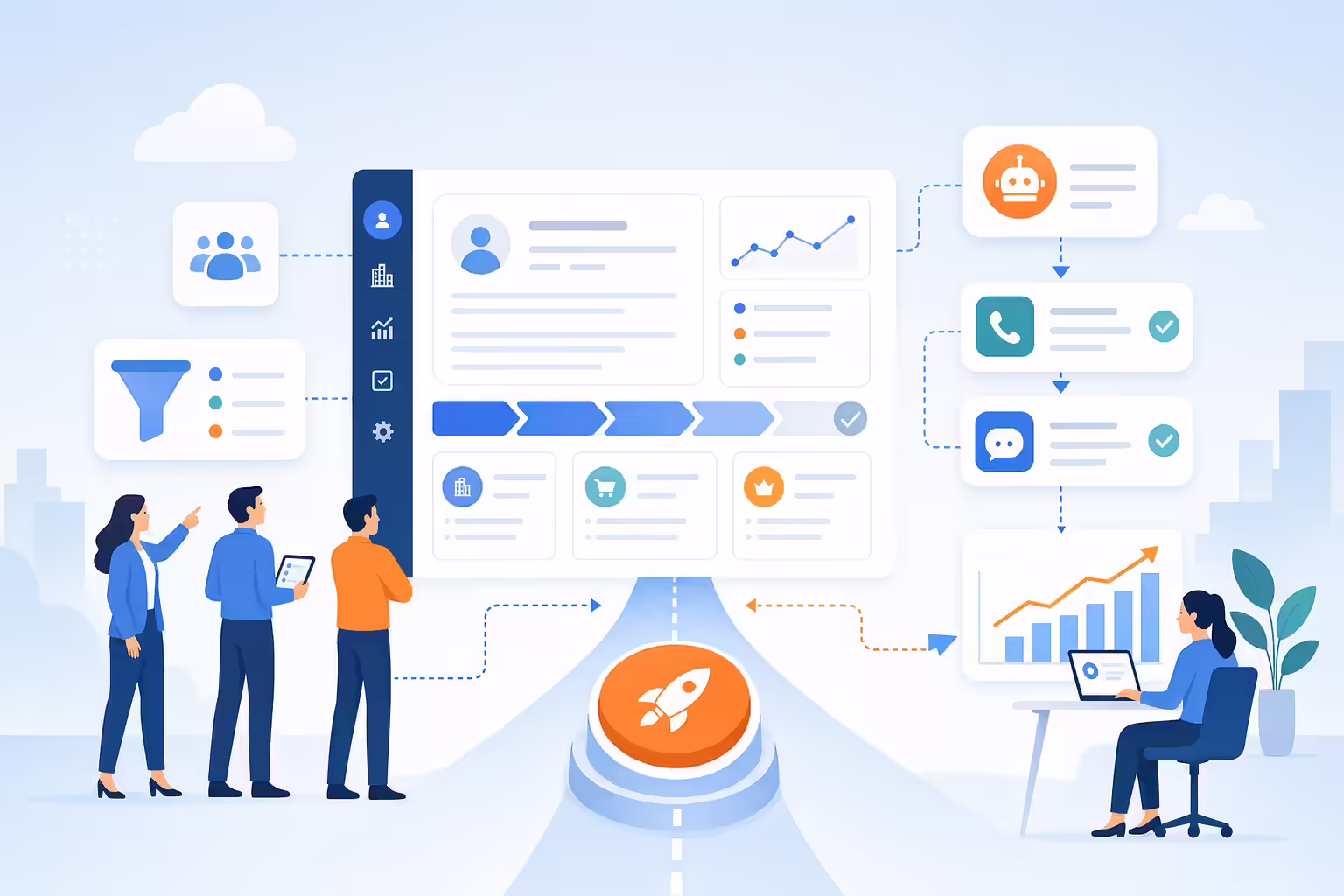 Sales engagement workflow launch with CRM automation