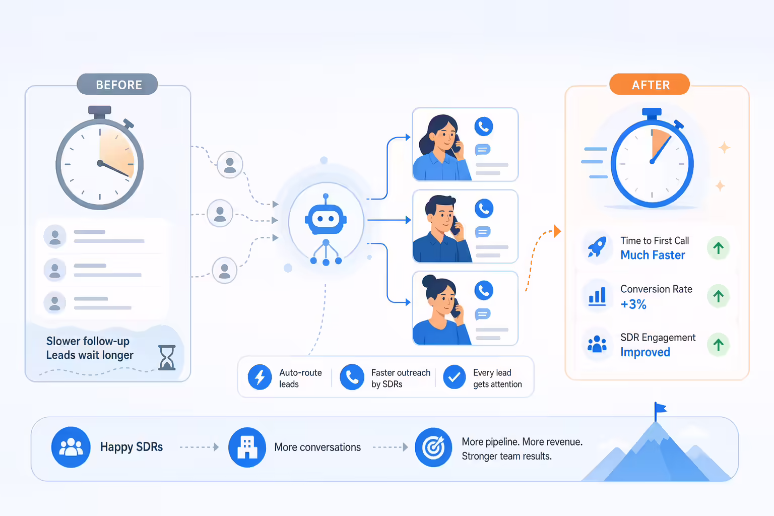 Sales team improving speed to lead with automated CRM outreach