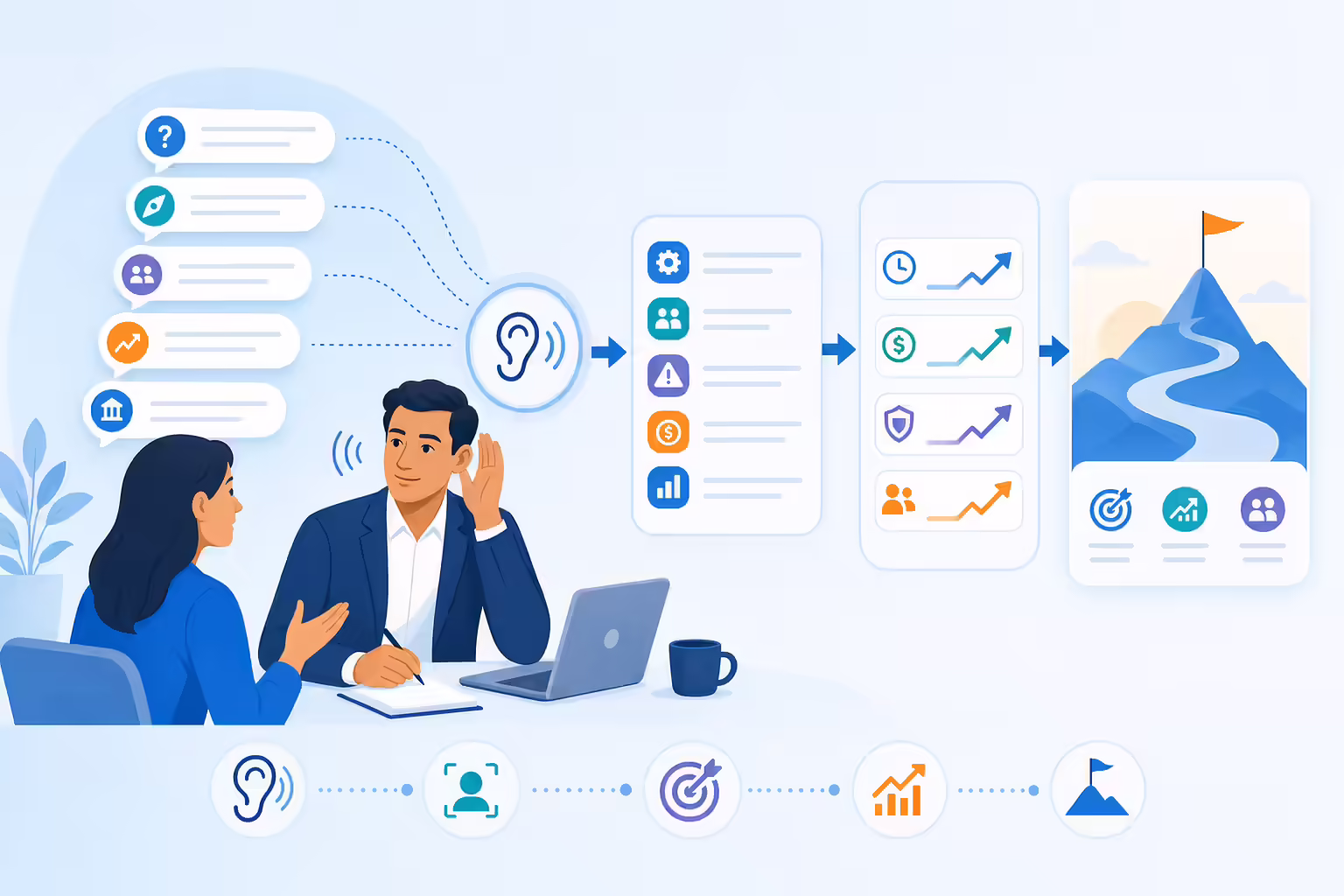 Discovery questions turning buyer context into sales insights and goals