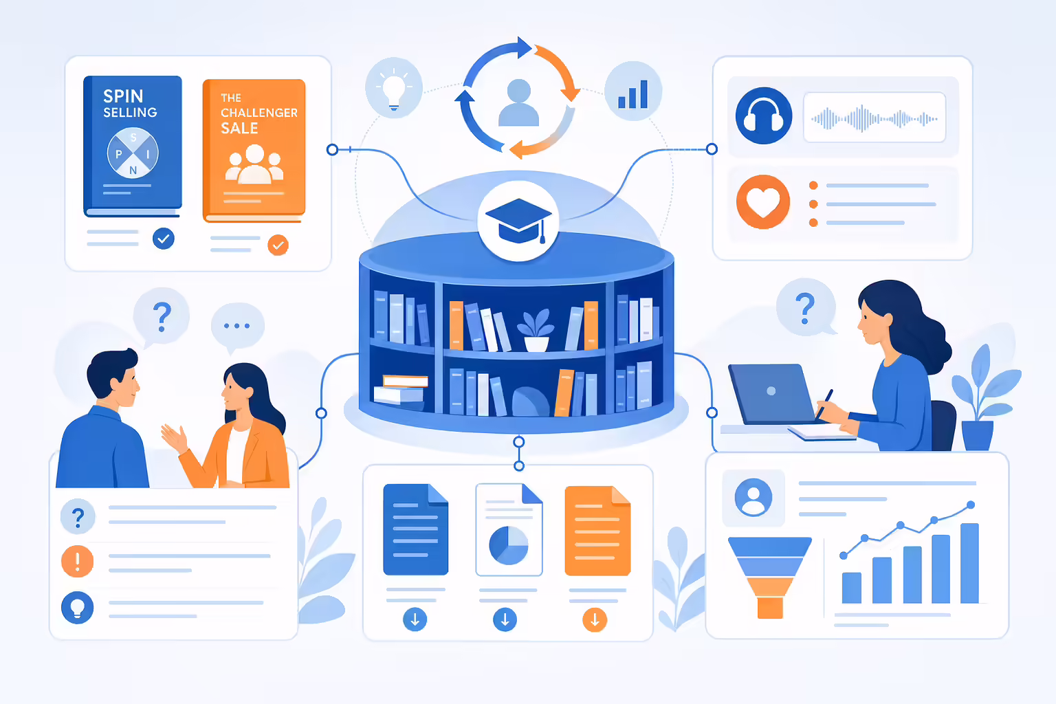 Sales learning resources connected to consultative selling training