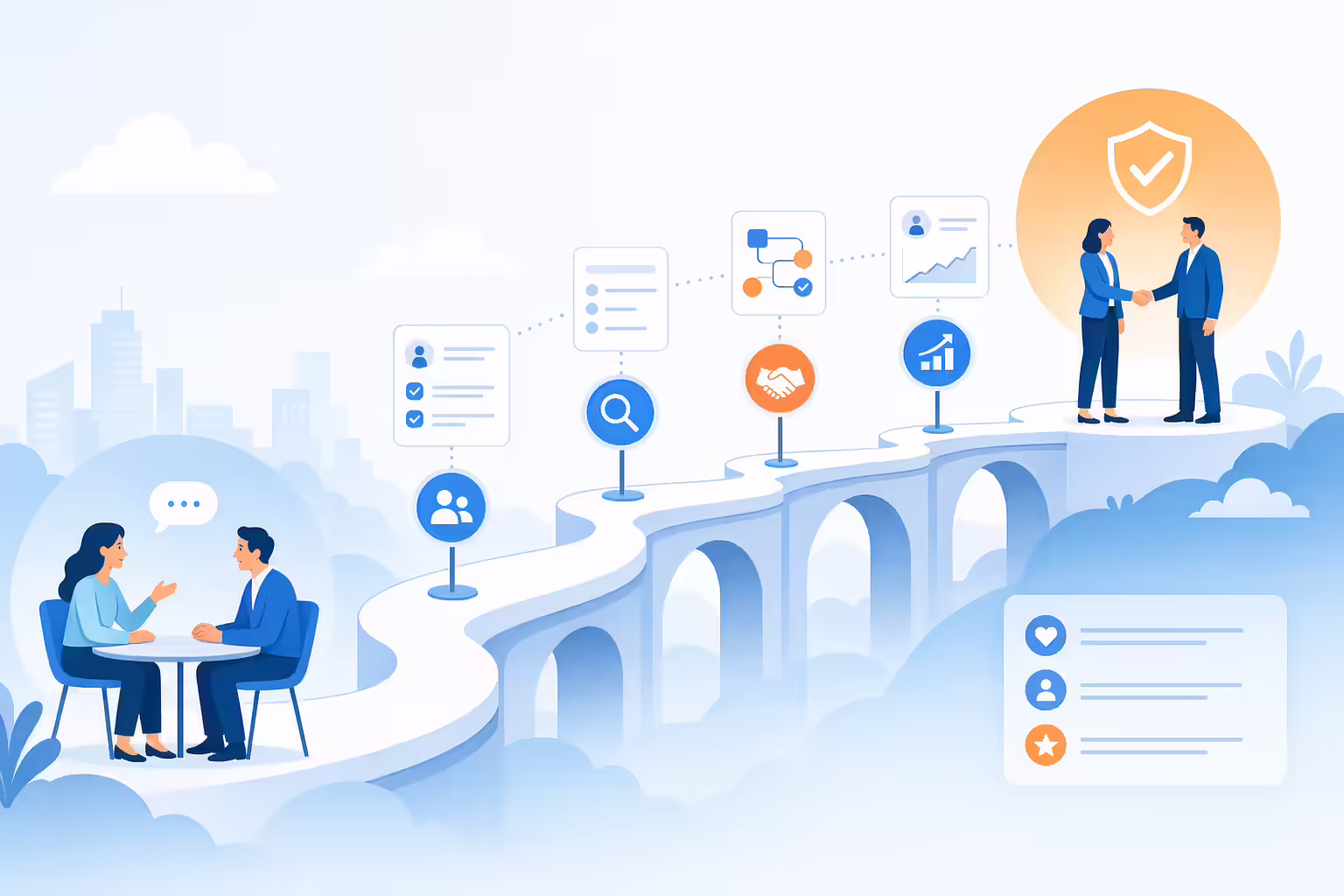 Consultative selling path leading to a long-term customer partnership