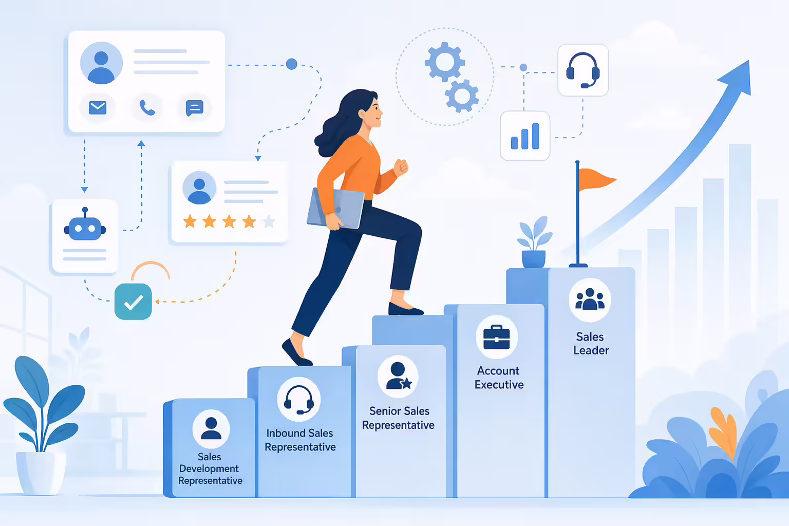 Inbound sales career growth supported by automation tools