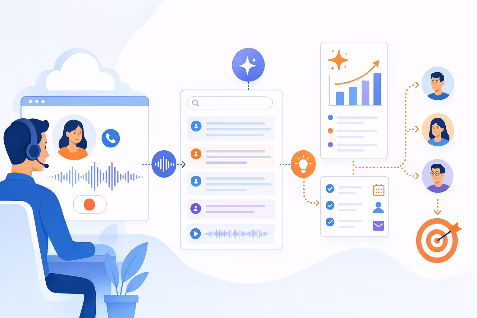 Call recordings turning into transcripts and sales insights