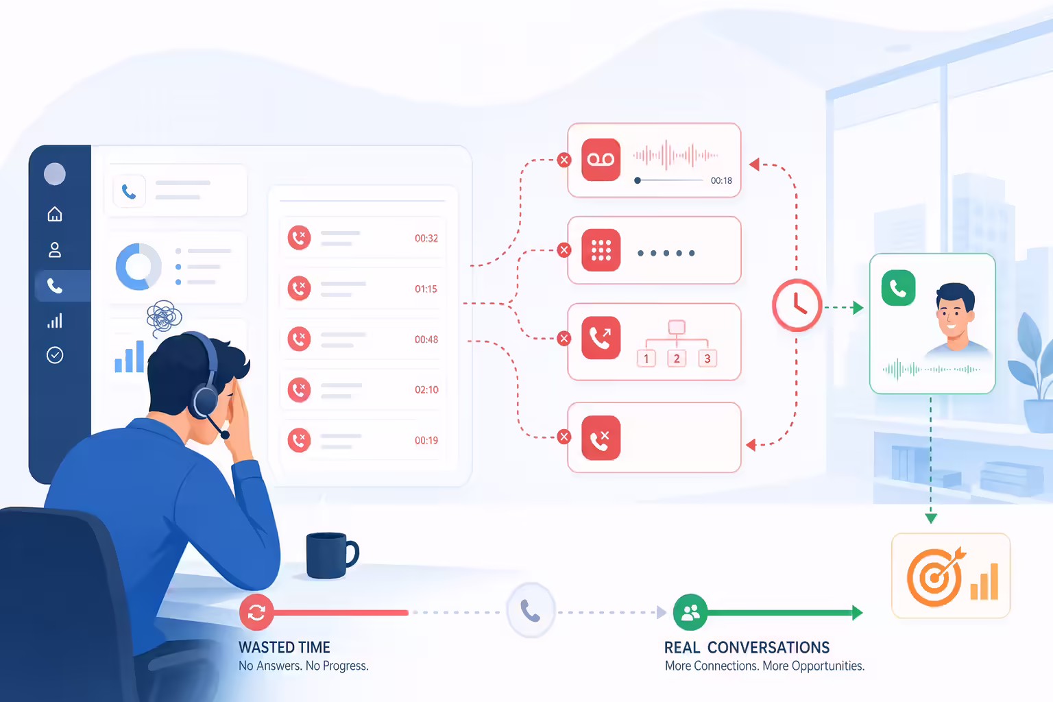 Sales workflow blocked by voicemail and IVR dead-end calls