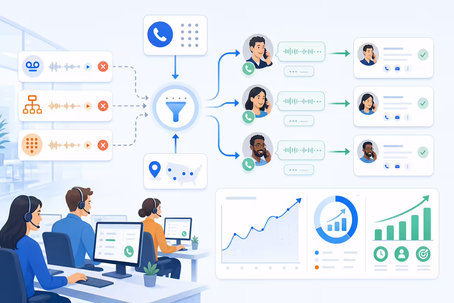 Sales workflow filtering voicemails into more live conversations