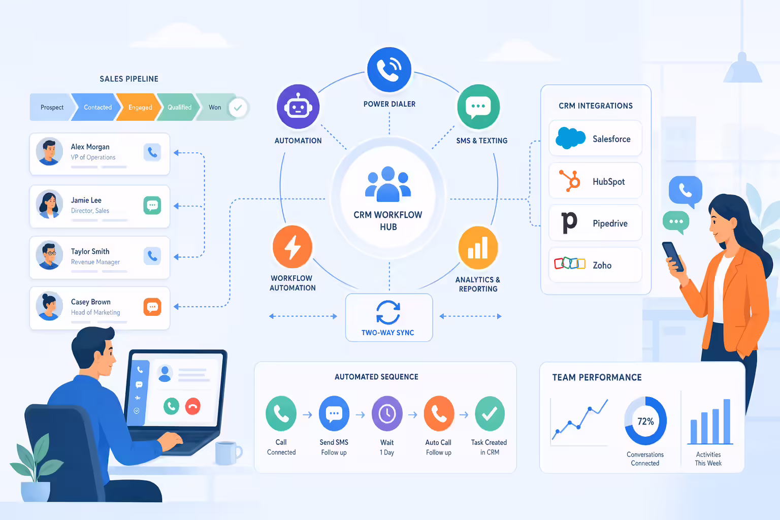 Kixie sales engagement workflow overview