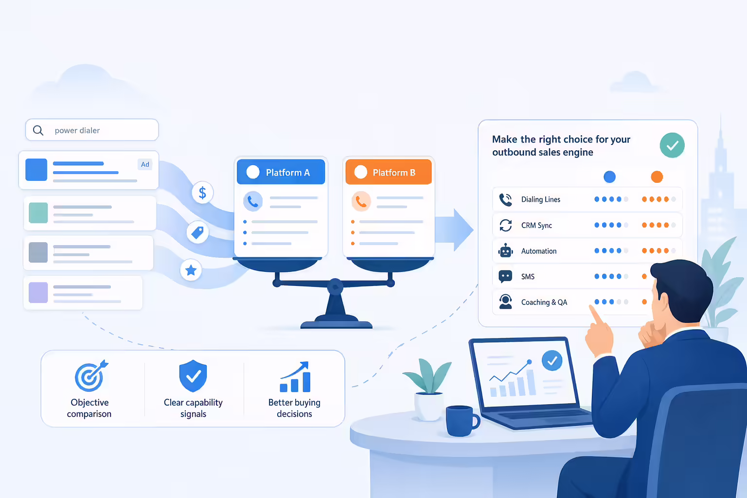 Power dialer platforms compared by outbound sales capabilities